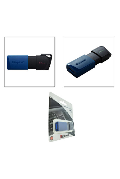 Kingston DataTraveler Exodia M USB 3.2 memory stick, 64gb, retractable cap, blue