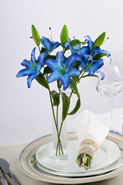 Yapay Çiçek Deposu Μακρύ κλαδί Ποιοτικό Τεχνητό Λουλούδι Κρίνος 70 εκ. Μπλε