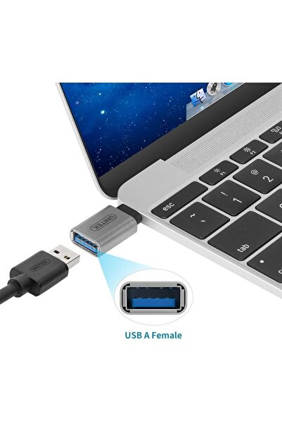 Unitek محول USB-C إلى USB-A باللون الفضي - Y-A025CGY