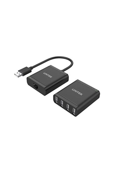 Unitek 4 Ports USB 2.0 Extender Over Cat 6/ Cat 5e, Black | Y-2516