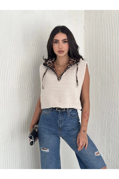 Alfanora سترة خروف مبطنة بغطاء للرأس بيضاء t1243