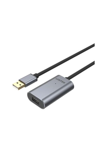 Unitek USB 2.0 Extension Cable 5M – Gold, LED, Aluminum, Gray | Y-271