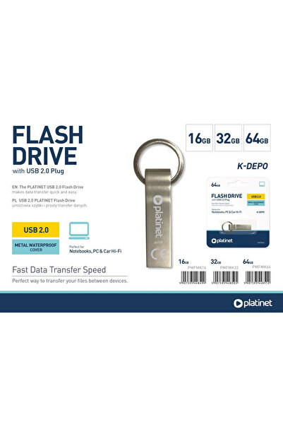 Platinet USB 2.0 memory stick 32Gb, K-Depo 44850, metal, waterproof