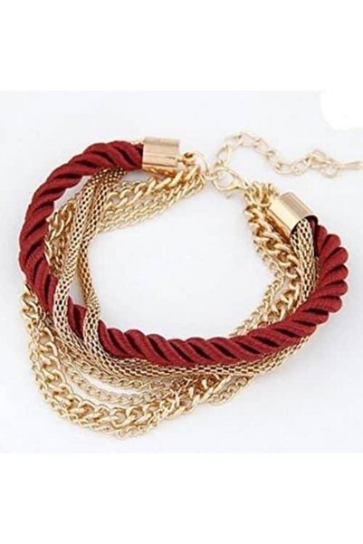 Pursehuit Red bracelet with gold chains Karolinn C1