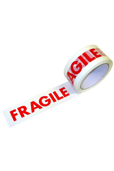 OEM Bandă adezivă Scotch, 50 mm x 66 m, ''FRAGILE'', solvent, 43 microni, albă cu roșu
