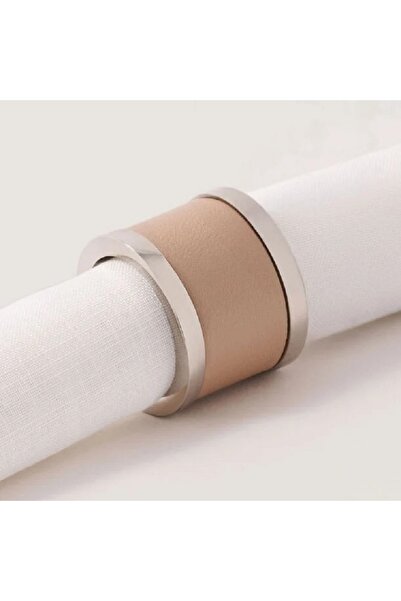 LA MESA 4 قطع حلقات مناديل معدنية، لون بني جملي 4.5*4.5 سم