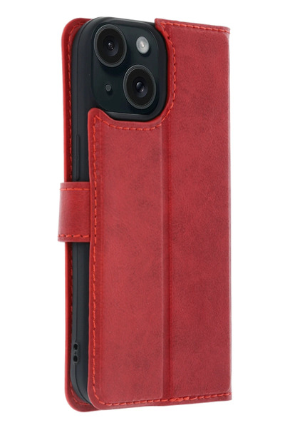 NewFace Zeroshop Apple iPhone 15 Trend S Plus Flip Case - Red