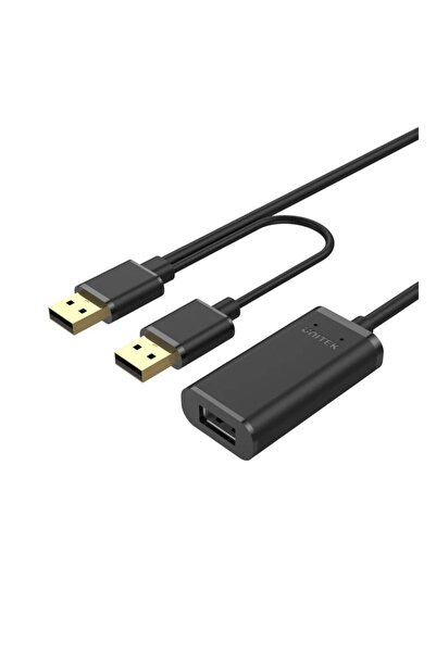 Unitek كابل تمديد USB 2.0 نشط بطول 5 أمتار - سرعة 480 ميجابت في الثانية، توصيل وتشغيل، أسود | Y-277