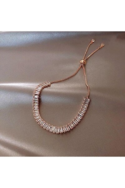 Pursehuit Brățară de culoare auriu roz, suflată cu aur de 14k, cu pietre de z...