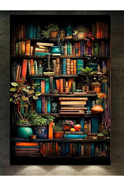 PRİME Concept Kendinden yapışkanlı kütüphanedeki kitaplar poster 80x120