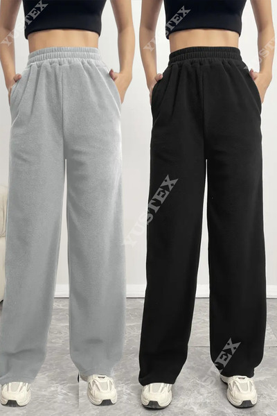 yx yustex sport 2 bucăți, culoare dublă, pentru femei, negru, gri, largi, măr...