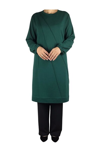 ECE GİYİM تونيك نسائي موسمي بأكمام مخيطة من الأمام وحاشية مطاطية وشريط كريستا...