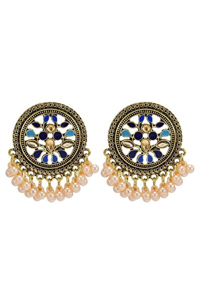 Pursehuit Round Gold coloured earrings with pearls, Kisten C2
