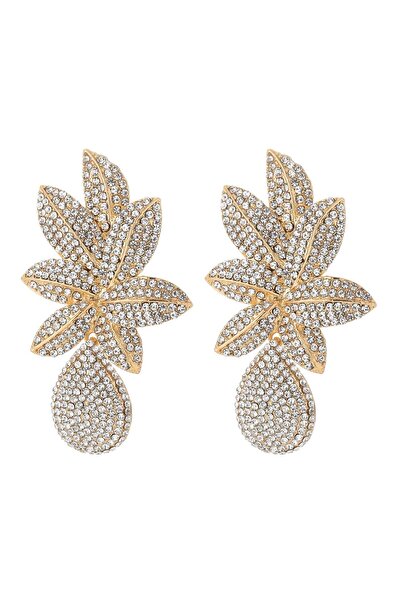 Pursehuit Cercei aurii, formă de frunză, cu pietre, Annmaria C4