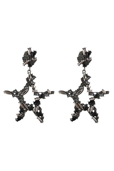 Pursehuit Cercei negri, formă de stea, cu pietre fumurii, Sigurt C1