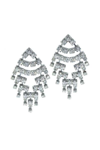 Pursehuit Cercei culoare argintie, stil candelabru, cu pietre, Renita C1