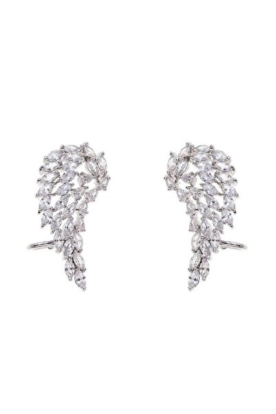 Pursehuit Cercei de culoare argintie, formă de aripă, cu pietre de zirconiu, ...