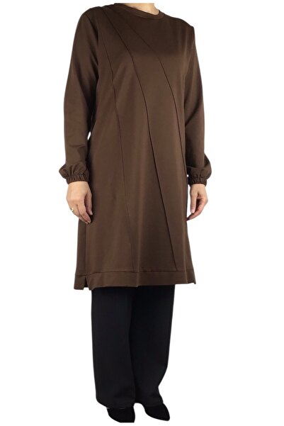 ECE GİYİM تونيك نسائي موسمي بأكمام مخيطة من الأمام وحاشية مطاطية وشريط كريستا...