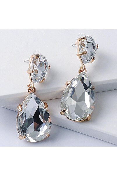 Pursehuit Golden earrings, teardrop shape, with stones, Erica C1 OUT