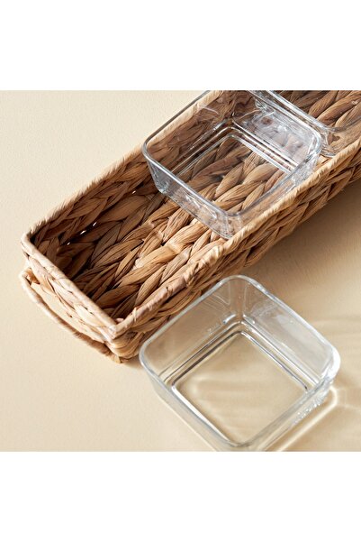 Generic Sami 4-Piece Glass Bowl and Water Hyacinth Tray Set