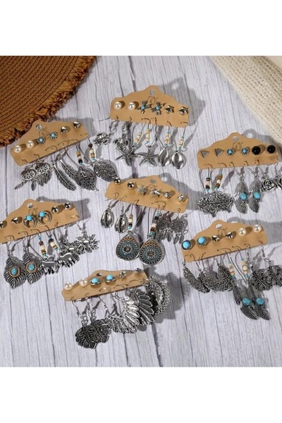 Yaratıcı sanatlar atölyesi 6 Çift Zarif Yüksek Kalite El yapımı Etnik Küpe Seti