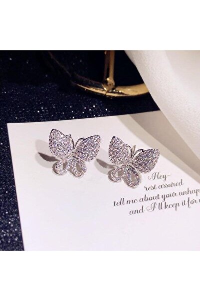 Pursehuit Cercei argintii, formă de fluture, cu pietre de zirconiu, Andreia C14