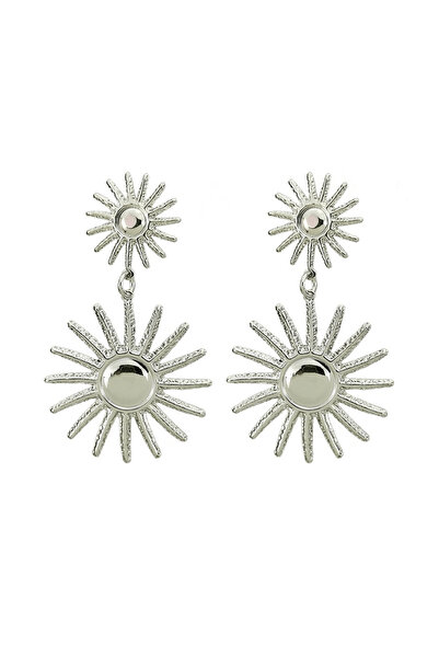 Pursehuit Σκουλαρίκια σε ασημί χρώμα, σε σχήμα ήλιου, Adalie C2