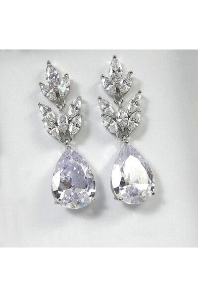 Pursehuit Cercei de culoare argintie, formă de lacrimă, cu pietre de zirconiu...