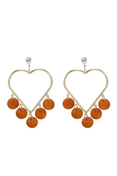 Pursehuit Cercei aurii, formă de inimă, cu cercuri maro, Vika C3