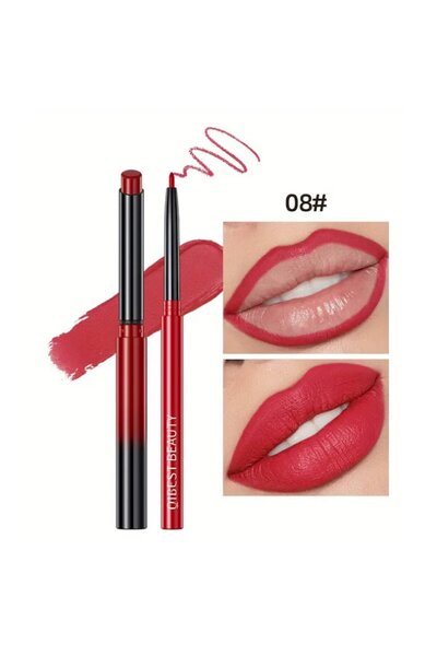 QIBEST Set Lip Kit with Lip Liner and Solid Lipstick, Ultra-Resistant, Shade 008