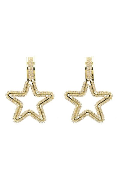 Pursehuit Χρυσά σκουλαρίκια, σε σχήμα αστεριού, με πέτρες, Romi C3