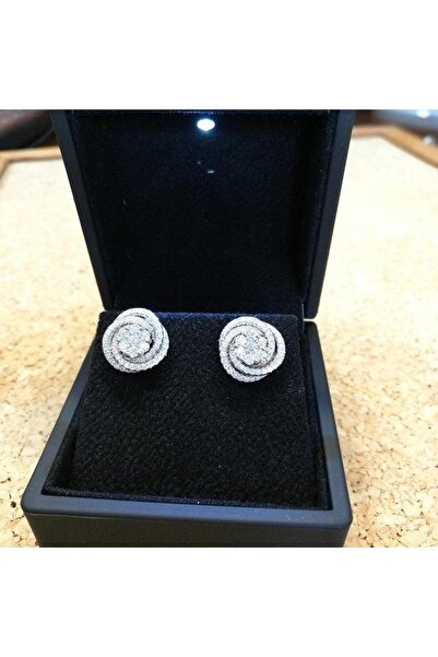 Pursehuit Cercei spiralați cu zirconiu, culoare argintie, Kasandra C8