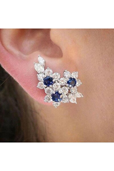 Pursehuit Cercei culoare argintie, formă de floare, cu pietre de zirconiu, Aneta C14