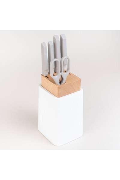 Alberto stainless steel knife set with wooden knife block 6 pcs