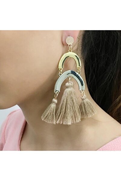 Pursehuit Fringe earrings, beige, Luana C2 OUT