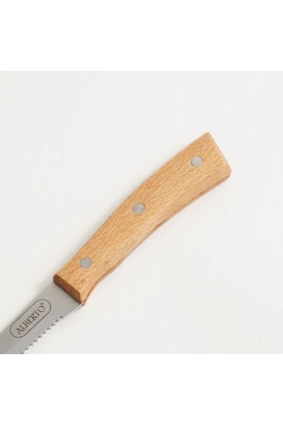 Alberto stainless steel steak knife 4.5" with wooden handle, brown