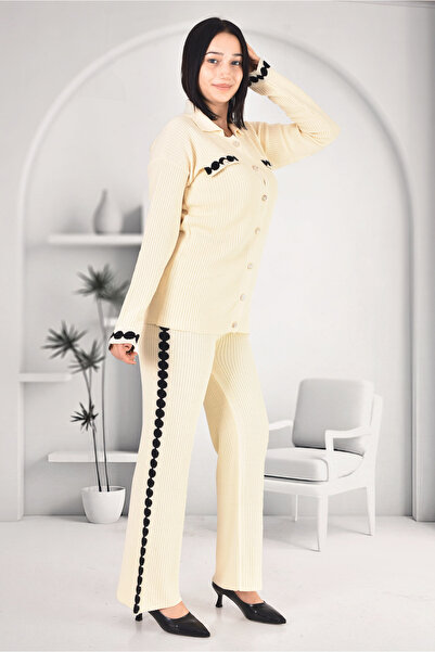 MORE KIDS Dot Striped Knitwear Vest Top and Bottom Set