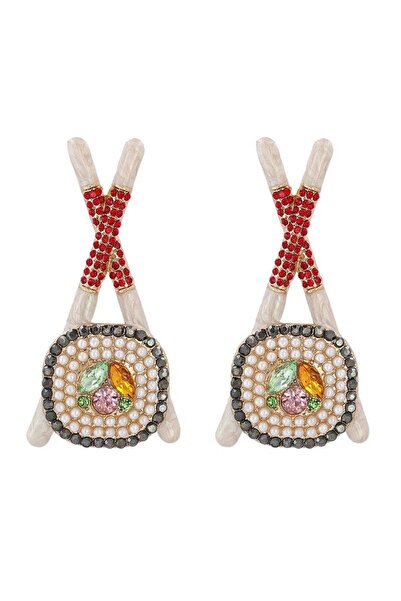 Pursehuit Cercei culoare aurie, formă de sushi cu perle, Saija C6