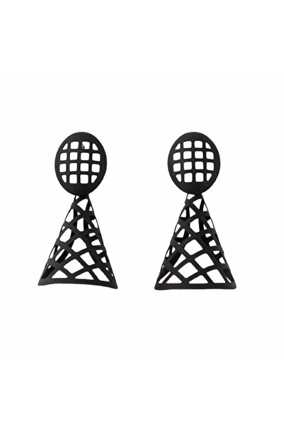 Pursehuit Μαύρα σκουλαρίκια, μεταλλικό πλέγμα, Dilara C8