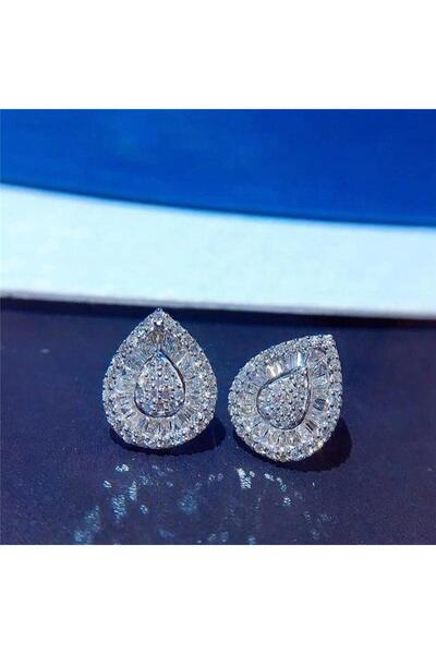 Pursehuit Cercei de culoare argintie, formă de lacrimă, cu pietre de zirconiu...