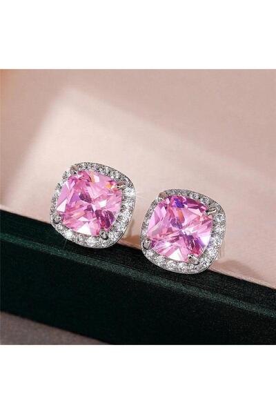 Pursehuit Cercei de culoare argintie cu pietre de zirconiu roz, Issa C19