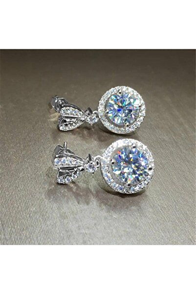 Pursehuit Silver Colour earrings, round, with zirconia stones, Cosima C14