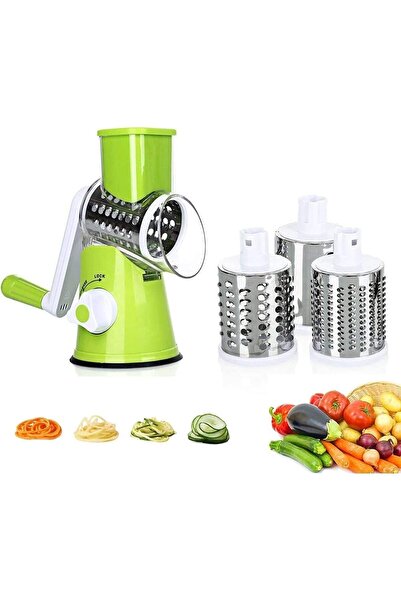 The comprehensive house 4 قطع من قطاعة الخضار 3 في 1 قطاعة أسطوانية دوارة محمولة باليد للخضراوات والفواكه والجبن والمكسرات