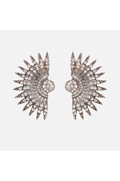 Pursehuit Σκουλαρίκια ασημί χρώματος, σε σχήμα ακτίνας, με πέτρες, Solja C3 OUT