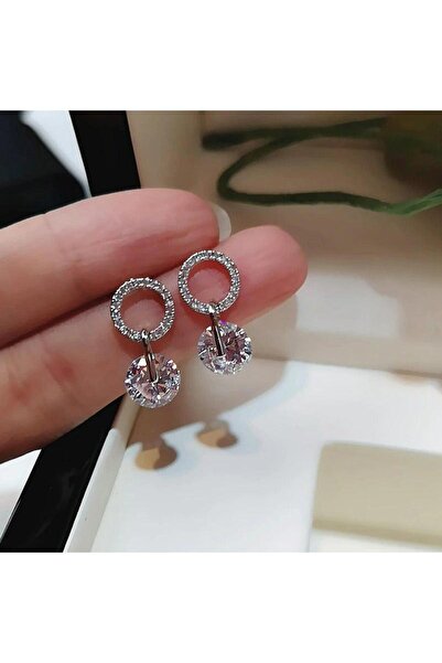 Pursehuit Σκουλαρίκια σε ασημί χρώμα με πέτρες ζιργκόν, Corinn C12