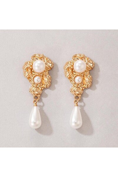 Pursehuit Cercei aurii, cu textură volanată și perle, Valentina C8