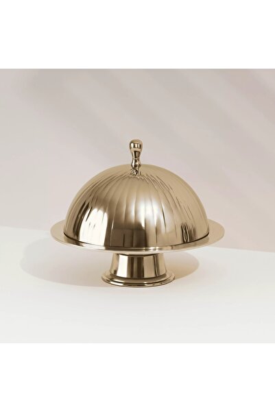 Generic Leaf Stainless Steel Dome Cake Stand - 31 cm