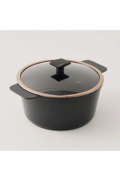 Alberto Aluminum casserole with glass lid 2.5L, black