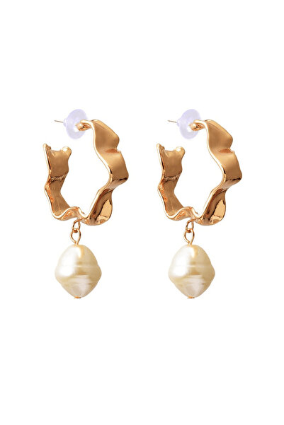 Pursehuit Χρυσά σκουλαρίκια, με βολάν και μαργαριτάρια, Zelma C3