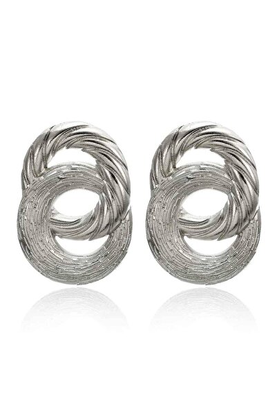 Pursehuit Σκουλαρίκια ασημί χρώματος, πλεγμένα, Mattine C3